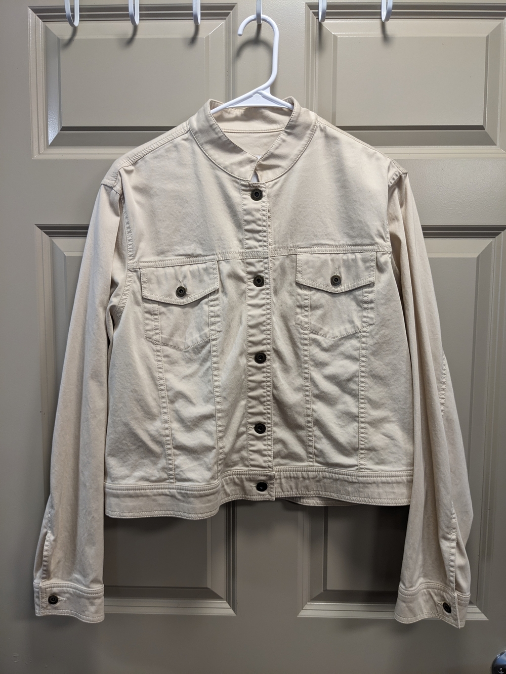 Liz Claiborne Cream Stretch Button Front Denim Jacket Size XL